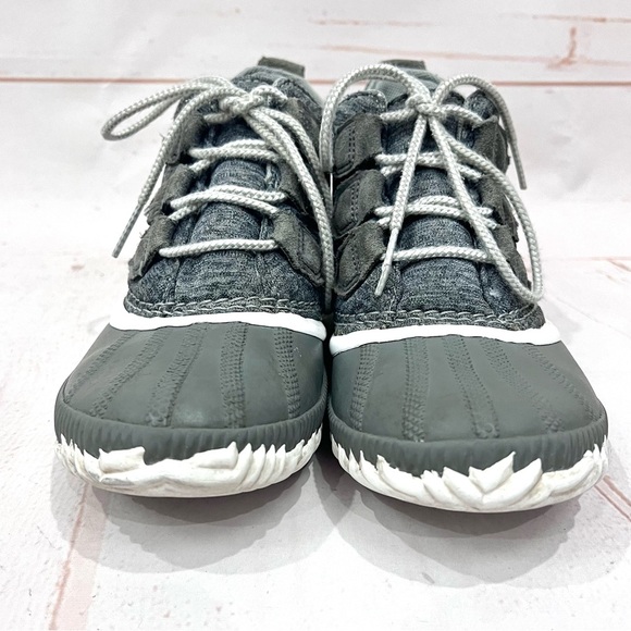 Sorel Out-N-About Plus Grey Knit Waterproof Duck Boots Booties - Picture 7 of 15